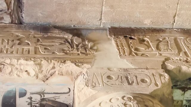 Mysterious symbols on the ceiling beam in the temple of Seti I in Abydos. Tank, Helicopter, Airplane and other vehicles