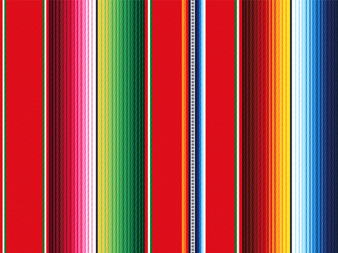 Realistic mexican blanket stripes seamless pattern. Colorful ethnic mexican fabric pattern