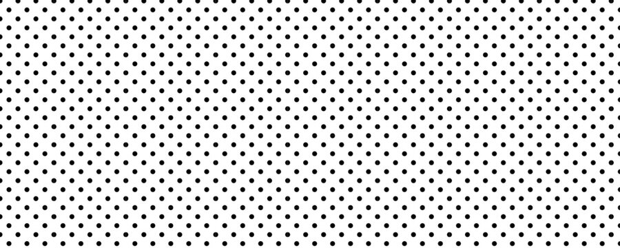 Abstract seamless pattern of tiny black dots on white background. Minimalist vector background of geometric circle grid, micro texture, and simple repeating ornament.