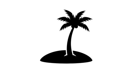 Isolated palm tree stands on a small island in the middle of a vast expanse, representing a remote paradise or tropical destination. © Berkah