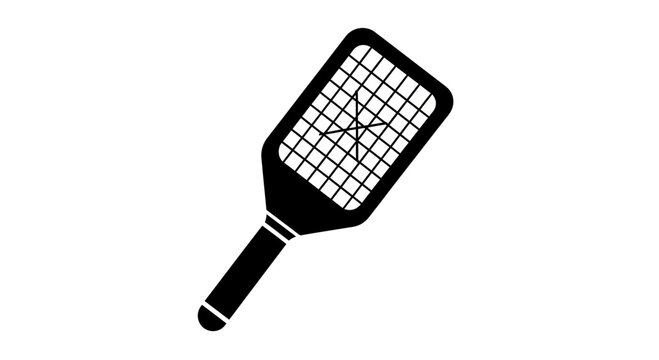 Electric mosquito swatter racket silhouette shown in a top-down view for pest control concepts on a white background.