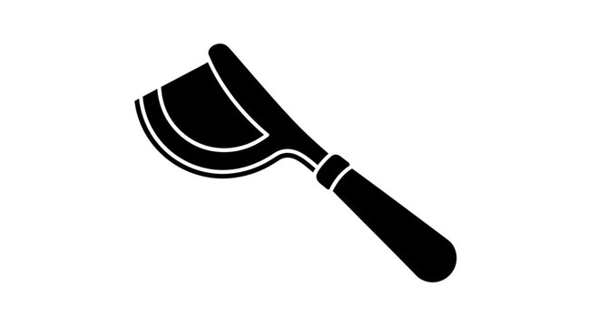 Cleaver knife with a wooden handle is shown as a black silhouette icon isolated on a white background for culinary and kitchen use.