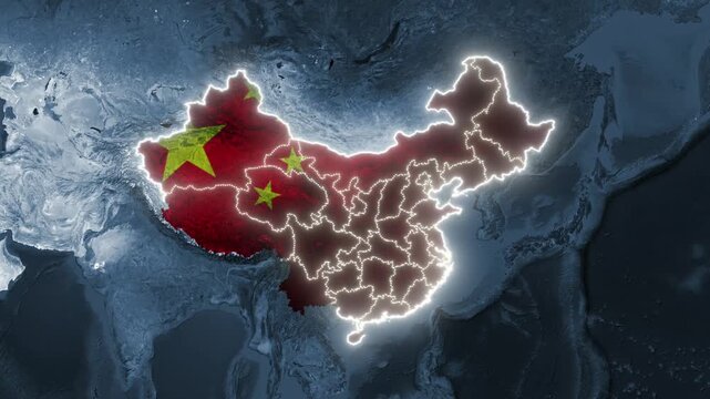 China and India map zoom animation highlighting South China Sea and Philippine Sea