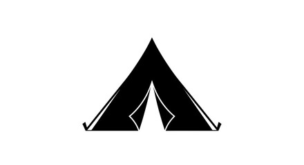 Fototapeta premium Tent icon depicts a shelter for camping and outdoor activities in a simple black graphic design format.