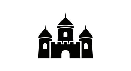 Castle silhouette represents a classic fortress structure designed for a historical theme or travel branding project that requires a clean and bold vector icon with plenty of copy space for text. © Berkah