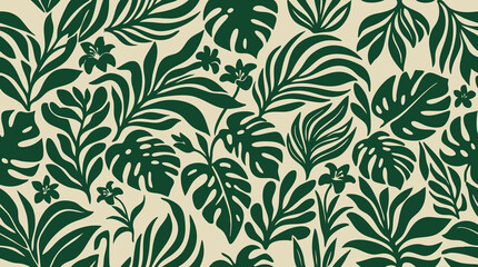 Green Tropical Leaf Seamless Pattern Vector for Fabric Print © Nayan