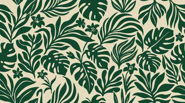 Green Tropical Leaf Seamless Pattern Vector for Fabric Print