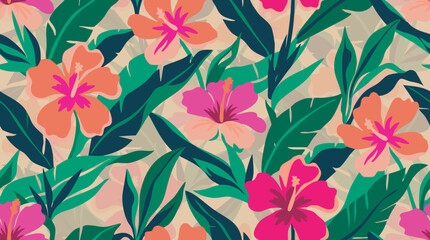 Tropical Floral Seamless Pattern Vector for Fabric Background © Nayan