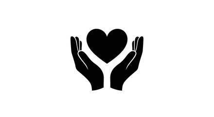 Two open hands are cupped together, holding a prominent heart symbol, representing care, protection, and the act of giving love. © Berkah