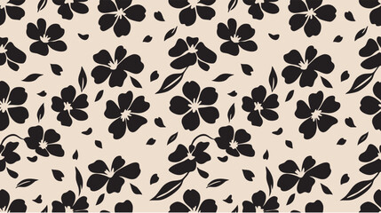 Fototapeta premium Seamless Black Floral Silhouette Pattern Background
