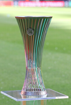 UEFA Conference League Trophy (Cup) presents before the UECL Final game Crystal Palace v Rayo Vallecano at Leipzig Stadium in Leipzig, Germany