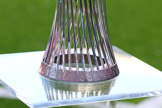 UEFA Conference League Trophy (Cup) presents before the UECL Final game Crystal Palace v Rayo Vallecano at Leipzig Stadium in Leipzig, Germany