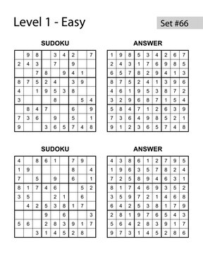 Easy sudoku puzzles set 66 with answers for beginners