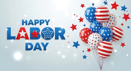 Obraz premium Happy labor day patriotic celebration with balloons and stars