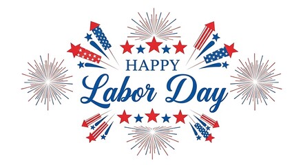 Obraz premium Vibrant patriotic labor day graphic with fireworks and stars
