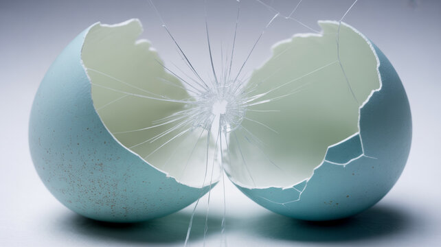 Light blue cracked eggshell with intricate glass-like fracture pattern