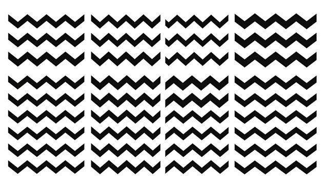 Seamless geometric pattern of repeating black zigzag lines on a white background, abstract digital design element