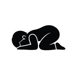 Fototapeta premium Man in Prayer Position Silhouette.