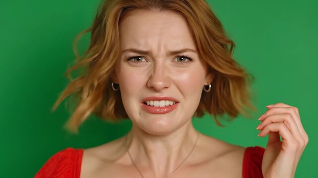 Female shaking her head in disbelief after a surprising revelation