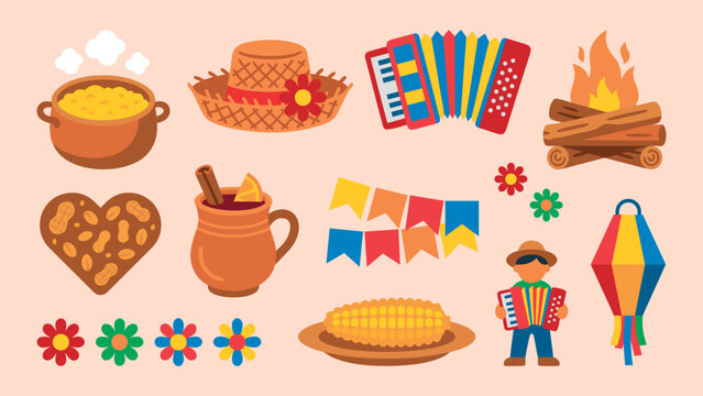 Brazilian Festa Junina festival icon vector illustration