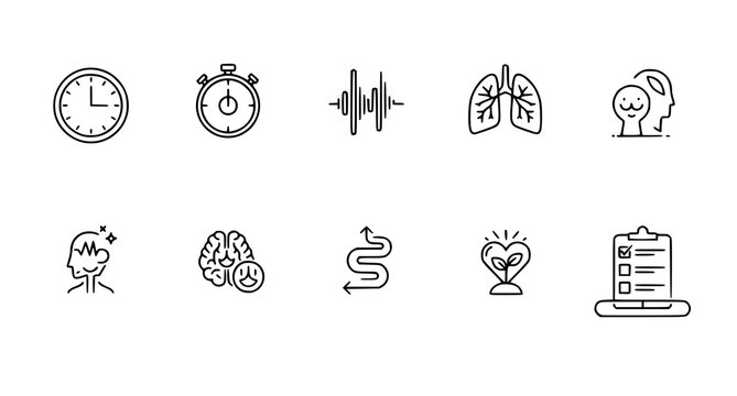 Medical wellness and human anatomy diagnostic icons featuring lung function mental health brain activity and clinical laboratory checkup report