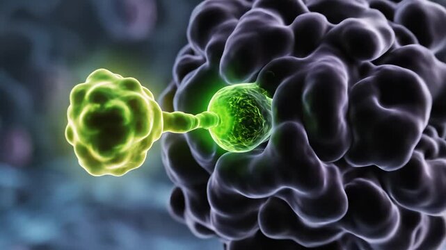 Microscopic view of cells and particles symbolizing dynamic movement and artistic expression