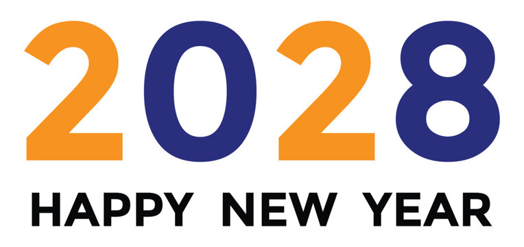 Happy new year 2028Pixelated Happy new year Greeting concept for 2028 New Ye celebration, Happy New Year 2028 Typography Design