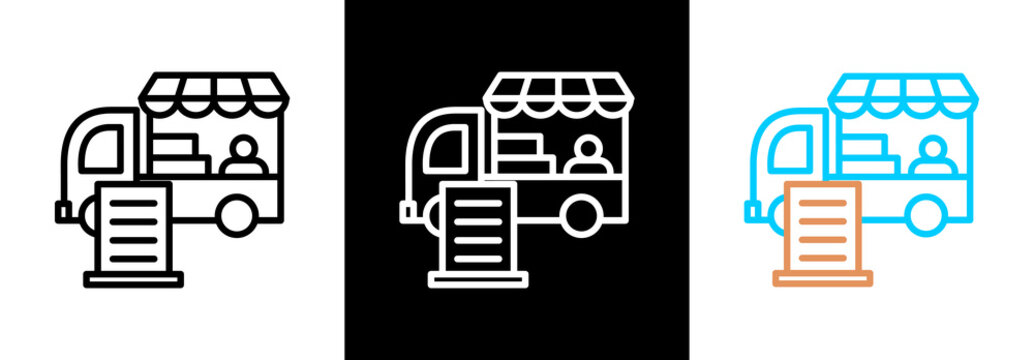 Food Truck on white and black background