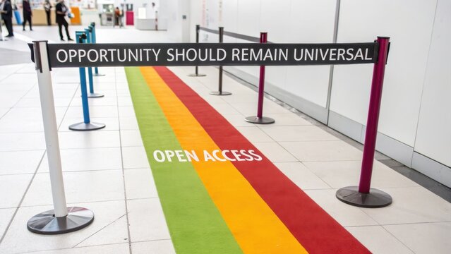 Colorful Open Access Path Guiding Visitors Through an Interior Space