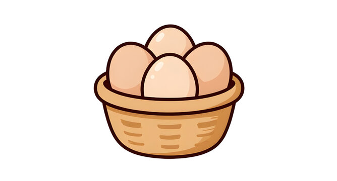 poultry, eggsinbasket, basketofeggs, eggbasketicon, eggsicon, farmfresh, breakfast, food, organic, rustic, agriculture, ingredient, kitchen, icon, vector, illustration, isolated