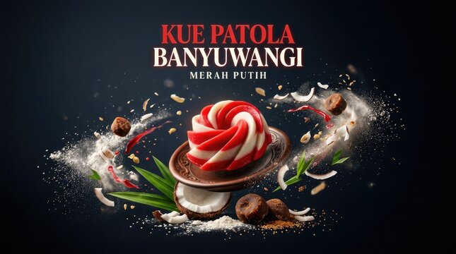 Delicious Kue Patola Banyuwangi Merah Putih, Indonesian Dessert, Food Photography.