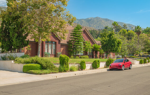 Neighborhood at the foothills of a mountain Monrovia California.