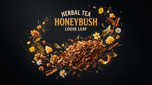 Delicious Honeybush Herbal Tea with Loose Leaf and Floral Arrangement.
