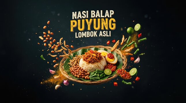 Delicious Nasi Balap Puyung Lombok Asli Indonesian Cuisine Food Photography.