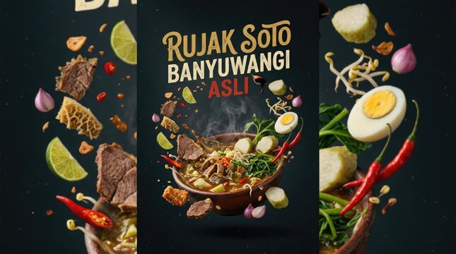 Delicious Indonesian Rujak Soto Banyuwangi Asli Food Photography for Culinary Delight.