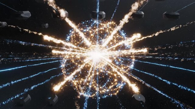Futuristic space structures in cosmic setting representing smart infrastructure and data-driven solutions