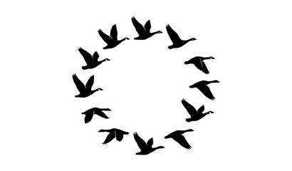 Minimal Flying Goose Silhouette Collection Vector Illustration for Wildlife and Nature Design © prosanjit