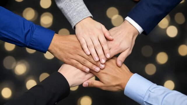 Multiracial Business Team Stacking Hands for Unity and Success