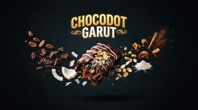 Delicious Chocodot Garut Chocolate Dessert with Cocoa Beans and Coconut.