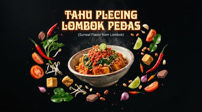Delicious Tahu Plecing Lombok Pedas Dish with Fresh Ingredients.