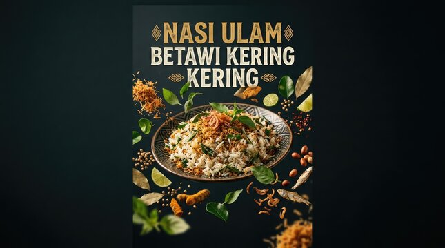 Delicious Nasi Ulam Betawi Kering - A Culinary Delight on Dark Background.
