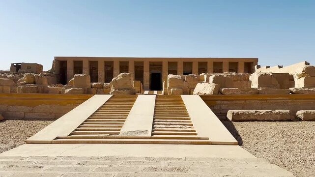Beautiful interiors and ancient hieroglyphs in the Temple of Seti I in Abydos, Egypt