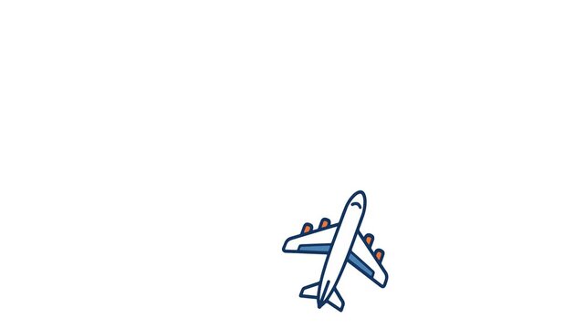 Simple stylized illustration of an airplane soaring through the sky, representing air travel and global connectivity