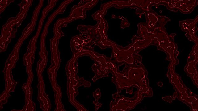 Dark Red Liquid Contour Texture Flowing in Abstract Motion
