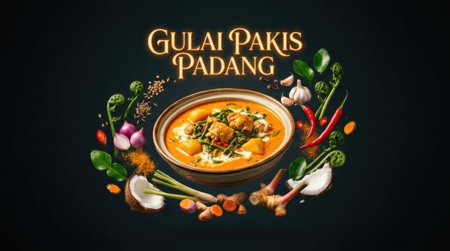 Delicious Gula Pakis Padang Dish with Fresh Ingredients and Spices.