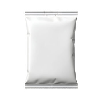 White blank snack food packaging pouch mockup on gray background