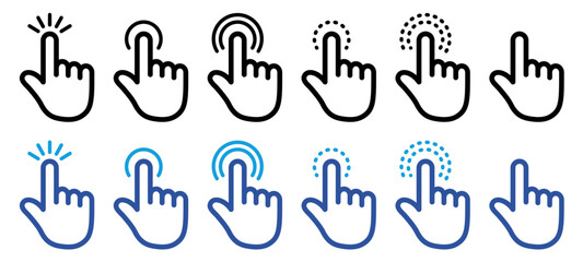 タップ操作アイコンセット 指で押すジェスチャーと波紋エフェクトのUI素材　Tap Gesture Icon Set Finger Touch with Ripple Effect Mobile UI Symbols  © ochikosan