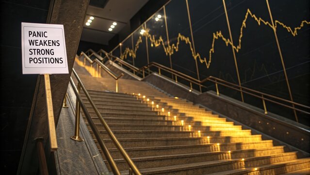 Gold Staircase With Stock Market Graph Decor