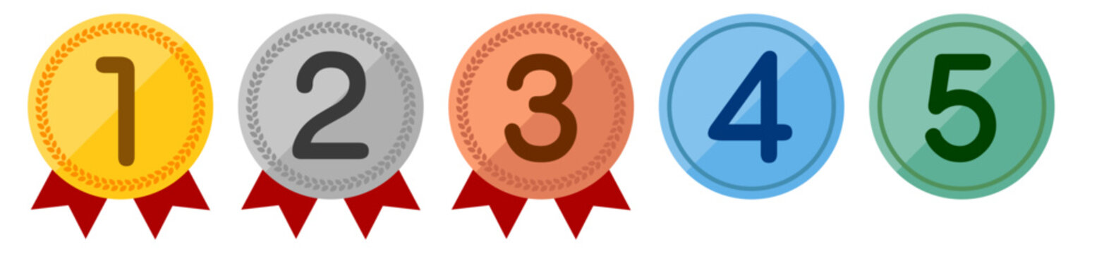 金銀銅メダルセット 表彰アワードアイコンイラスト素材 Gold Silver Bronze Medal Set Award Icon Illustration
