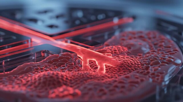 Closeup of illuminated mechanical structure ideal for creative backgrounds and modern web design